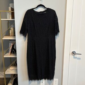 Merokeety Elegant Black Lace Midi Dress